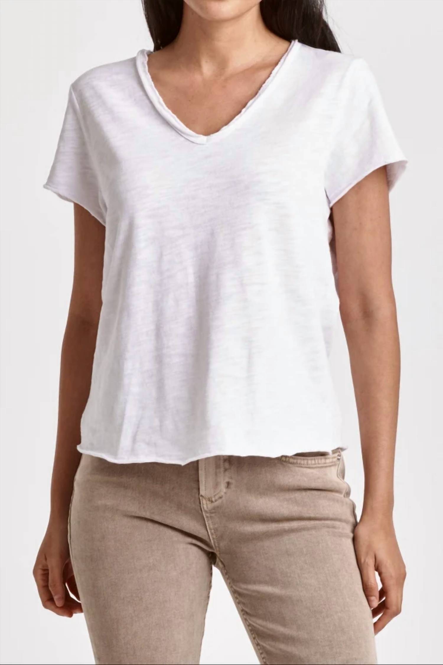 New Dear John Denim Vanya V-Neck Tee In White
